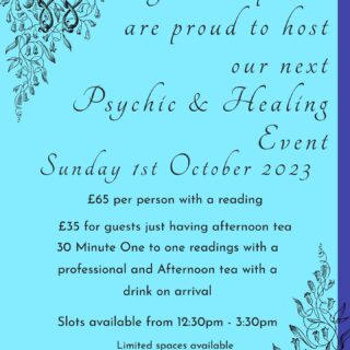 Proud to host our next Psychic & Healing event.  Get in touch to book. Hello@tsth.co.uk  Limited spaces available.  #psychic #healing #afternoontea